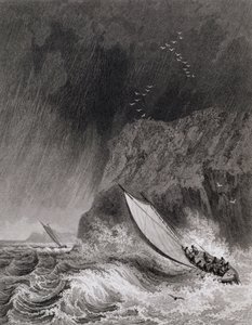 Bådene ud for Walden Island i en snestorm, 12. august 1827, fra Journal of a Third Voyage for the Discovery of a North West Passage fra Atlanterhavet til Stillehavet udført i årene 1824-25