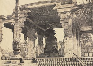 Great Pagoda, Great Bull, Set forfra, Tanjore, Indien Rajarajesvara Temple, 1857.