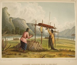 Indianere, der tilbyder mad til de døde af Captain Seth Eastman