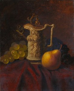 Stilleben med æver og frugt.