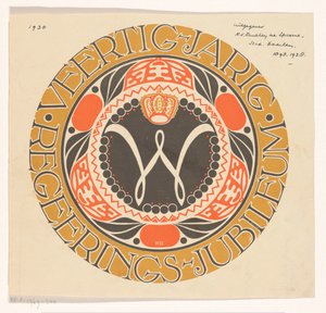 Emblem til dronning Wilhelmina af Hollands 40-års jubilæum for regeringen af Carel Adolph Lion Cachet
