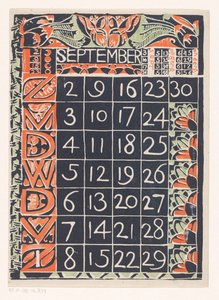 Kalenderblatt September 1900 af Carel Adolph Lion Cachet