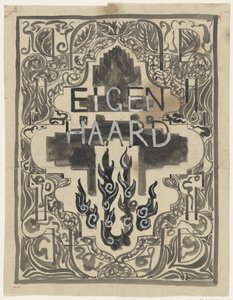Design til forsiden af ​​Eigen Haard af Carel Adolph Lion Cachet