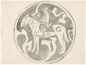 Design til et canadisk mountie-skilt af Carel Adolph Lion Cachet