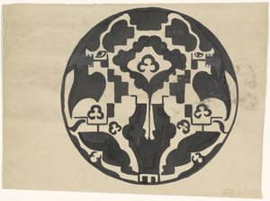 Design til en tallerken med to stiliserede dyr af Carel Adolph Lion Cachet