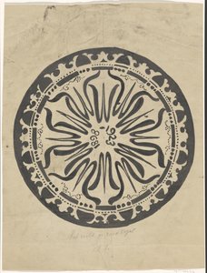Design til en tallerken i anledning af dronning Wilhelminas sølvjubilæum af Carel Adolph Lion Cachet