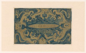 Design til vignet af Koninklijke Paketvaart Maatschappij, K.P.M. linjer af Carel Adolph Lion Cachet