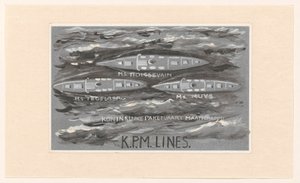 Design til vignet af Koninklijke Paketvaart Maatschappij, K.P.M. linjer af Carel Adolph Lion Cachet