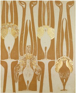 Tapetdesign af Carel Adolph Lion Cachet (1864-1945). Farvelitografi, størrelse: 62,5x51,4 af Carel Adolph Lion Cachet