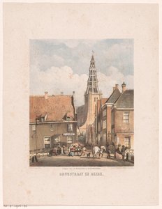 Brugstraat og Der Aa-kirken i Groningen Brugstraat og Akerk (titel på objekt) af Carel Christiaan Antony Last