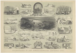 Oversvømmelse i den Bommelerwaard januar 1861 (titel på objekt) af Carel Christiaan Antony Last