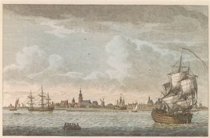 Udsigt over Hoorn, ca. 1790 Udsigt over byen Hoorn / Vue dela Ville de Horn, situee sur le bord du Zuiderzee (titel på objektet) af Carel Frederik Bendorp (I)