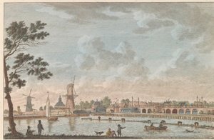 Gezicht op de Hogesluis, ca. 1790 Hooge Amstel Sluis te Amsterdam / Højbro, kaldet hoog sluis - tidligere hed Lovers