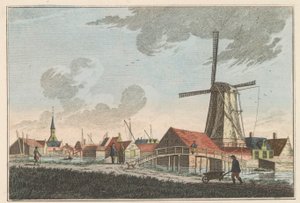Nieuwendam, ca. 1790 Nieuwendam. Mod vest, kan ses fra Meerdijk (titel på objekt)