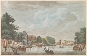 Spaarne i Haarlem, ca. 1790 Het Binnen Spaarne i Haarlem / Riviere dette reserveinteriør i Haarlem (titel på objekt)