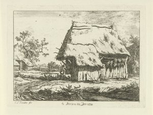 Hyrde ved en fårefold Te Drown in Drenthe (titel på objekt) Landskaber (1-6) (serietitel)