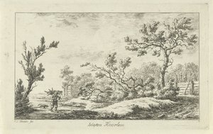 træsamler Buyten Haarlem (titel på objekt) Landskaber (a-f) (serietitel) af Carel Lodewijk Hansen