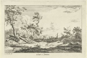 Jæger i et landskab Te Eext i Drenthe (titel på objekt) Landskaber (A-F) (serietitel) af Carel Lodewijk Hansen