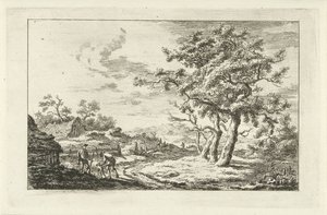 Jægere med en hund på sporet Landskaber (a-f) (serietitel) af Carel Lodewijk Hansen