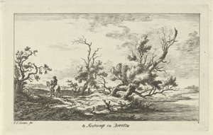 Rytter i et landskab Te Kockange i Drenthe (titel på objekt) Landskaber (A-F) (serietitel) af Carel Lodewijk Hansen