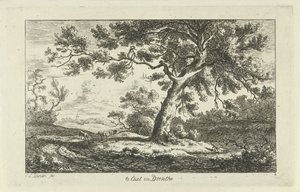 hvilende hyrde Te Eext i Drenthe (titel på objekt) Landskaber (a-f) (serietitel) af Carel Lodewijk Hansen