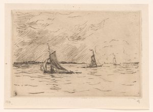 Tre sejlbåde på Maas af Carel Nicolaas Storm van 