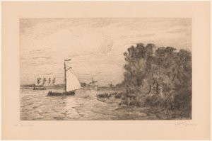 Udsigt over Vecht nær Weesp La Vecht près Weesp (original titel) af Carel Nicolaas Storm van 