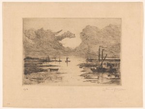 Havn i Bergen op Zoom ved lavvande Bergen op Zoom (original titel) Sketching in Holland (original serietitel) af Carel Nicolaas Storm van 