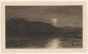 Landskab i måneskin ved Villa Caprera af Carel Nicolaas Storm van 