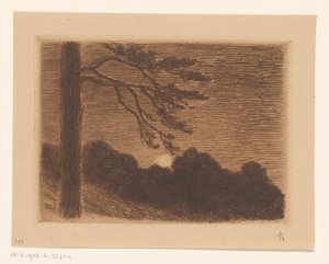 Landskab med stigende måne af Carel Nicolaas Storm van 