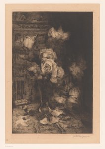Vase med roser på bordet Fleurs (original titel)