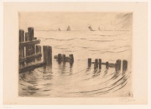Havlandskab med bølgebrydere ved Vlissingen Brise-lames, Flessingue (original titel) af Carel Nicolaas Storm van 