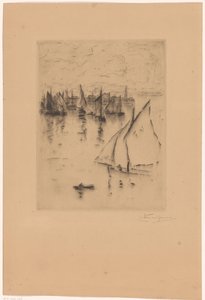 Sejlskibe til havnen i Le Havre af Carel Nicolaas Storm van 