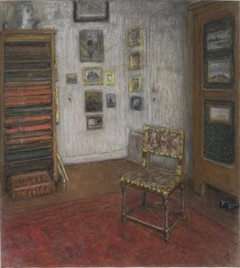 Studiehjørne med stol og kunstskab, i Haag, Nieuwe Schoolstraat 28