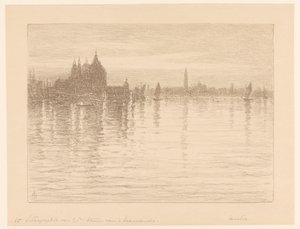 Udsigt over basilikaen Santa Maria della Salute fra vandet af Carel Nicolaas Storm van 