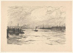 Slæbebåd i havnen i Hamborg af Carel Nicolaas Storm van 