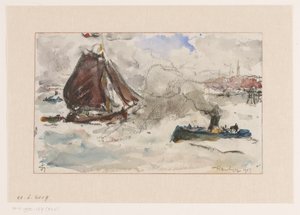 Turbulent vand ud for Hamborgs havn af Carel Nicolaas Storm van 