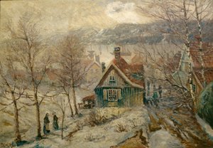 Kystlandskab med hus af Carl Edvard Diriks