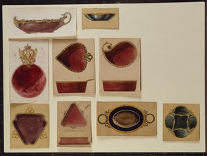 Samling af fadedesigns, House of Carl Faberge (blyant og akvarel på papir)