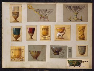 Udvalg af design, House of Carl Faberge (blyant og akvarel på papir)