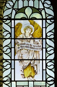 Betws Bledrws, St Bledrws, Shrigley & Hunt (1873-1982), Carl Almquist, Angel With Scroll, 1887 af Carl Almquist