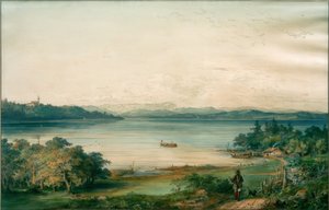 Ammersee set fra Ried Slot af Carl August Lebschee