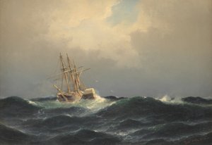 Et dampskib i en storm i Atlanterhavet af Carl Bille