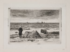 Blæsevejr. Søstykke af Carl Bloch