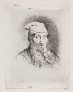 En gammel mand med hue. Brystbillede af Carl Bloch