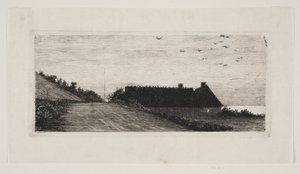 Huse ved stranden. Sommernat af Carl Bloch