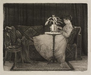 Læsende dame af Carl Bloch