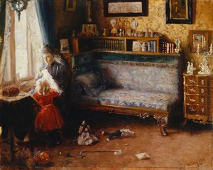Hjælpende mor, 1892 af Carl Christian Ferdinand Wentorf