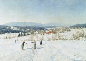 Landskab med skiløbere