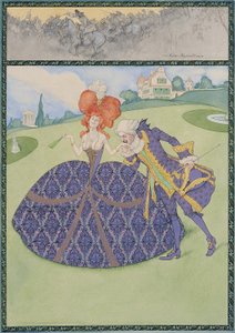 Elegant Paar im Garten ("Servir le roi - serve les dames") af Carl Fischer Köystrand